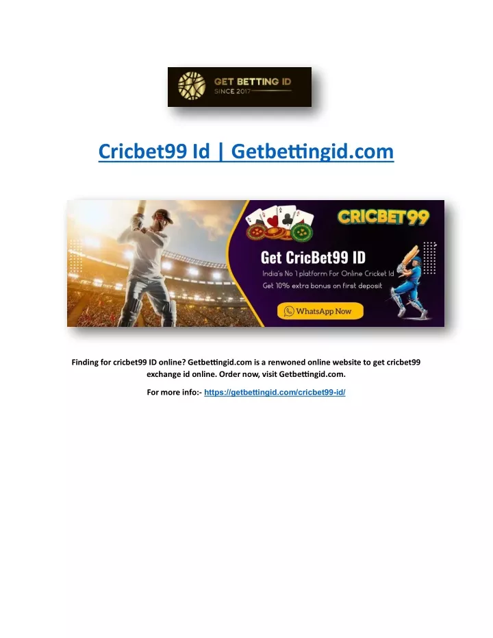 cricbet99 id getbettingid com