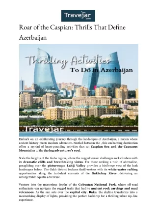 Things To Do In Azerbaijan