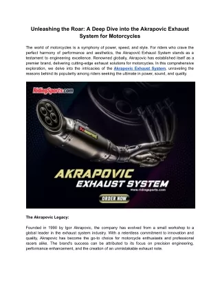 A Deep Dive into the Akrapovic Exhaust System for Motorcycles