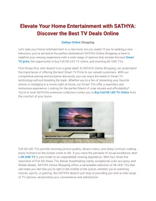 LED TV price _ Sathya Online Shopping