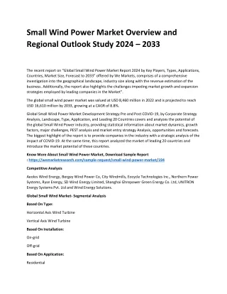 small wind power market overview and regional