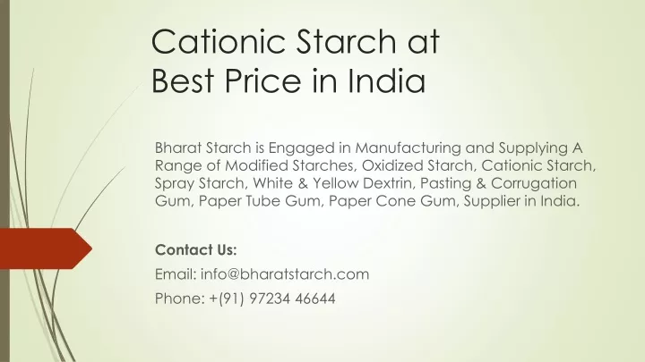 cationic starch at best price in india
