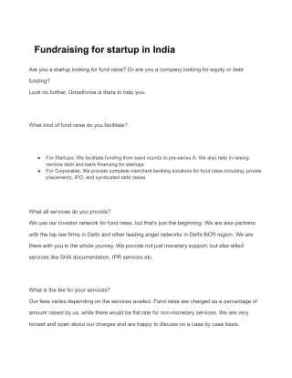 Fundraising for startup in India