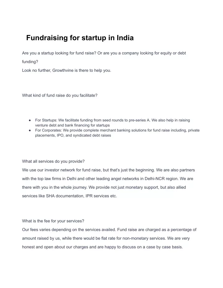 fundraising for startup in india
