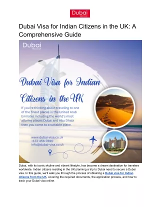 Dubai Visa for Indian Citizens in the UK: A Comprehensive Guide