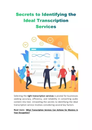 Secrets to Identifying the Ideal Transcription Services