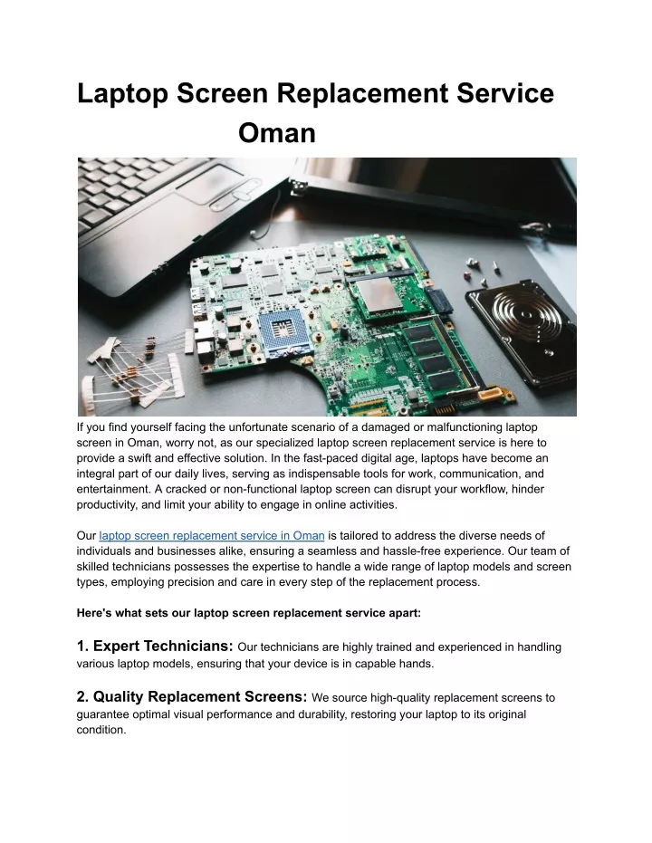 laptop screen replacement service oman