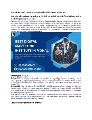 Best digital marketing institute in Mohali Placement Guarantee
