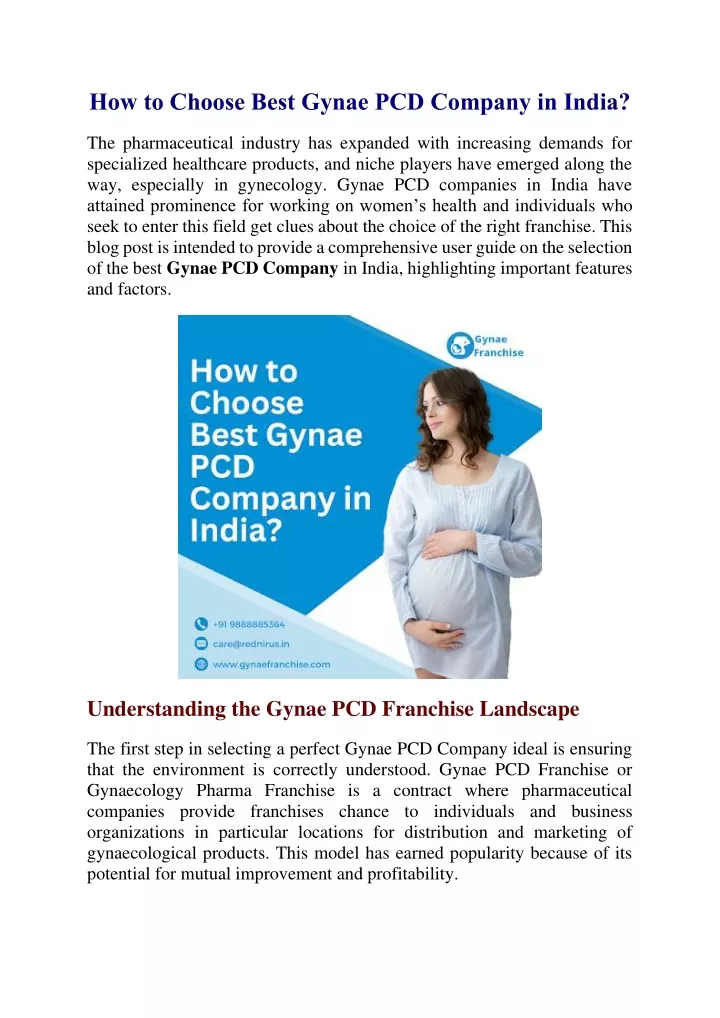how to choose best gynae pcd company in india