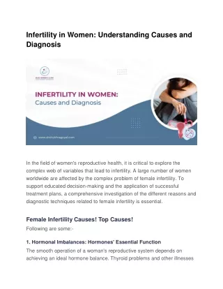 Infertility in Women: Understanding Causes and Diagnosis