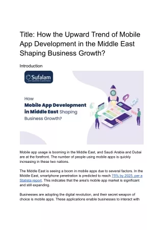 Impact of Mobile Apps on Business Growth in Middle east