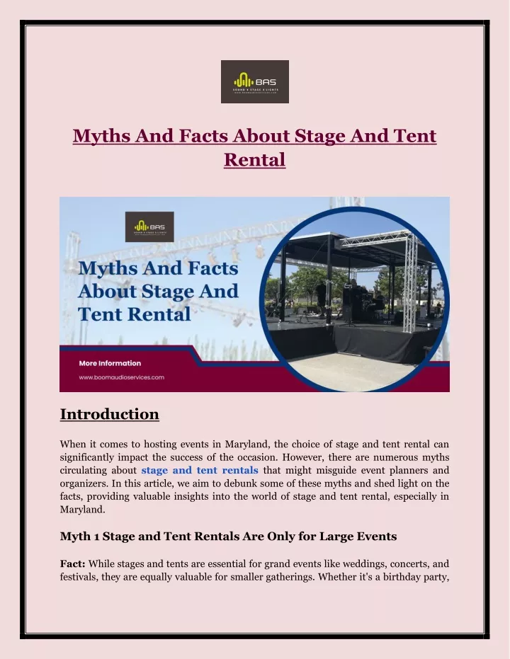 myths and facts about stage and tent rental