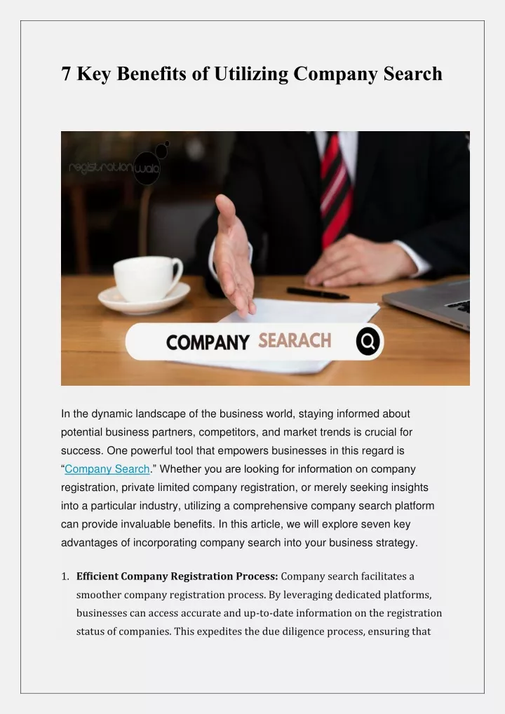 7 key benefits of utilizing company search