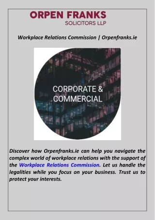 Workplace Relations Commission  Orpenfranks.ie