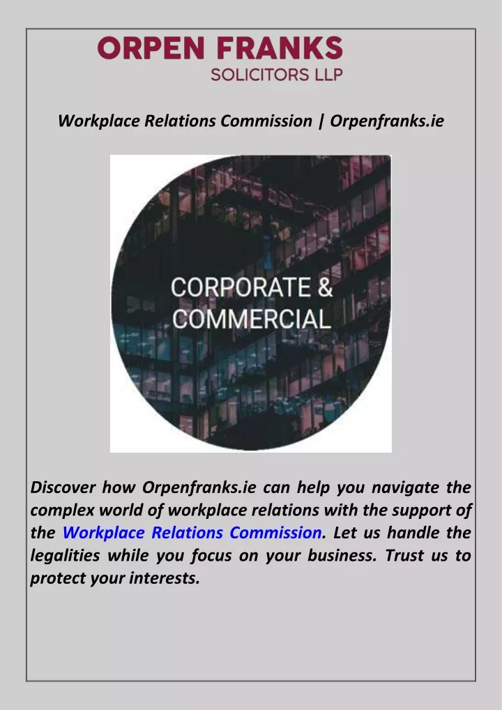 workplace relations commission orpenfranks ie