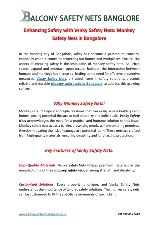 Monkey Safety Nets In Bangalore