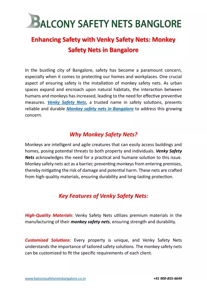enhancing safety with venky safety nets monkey