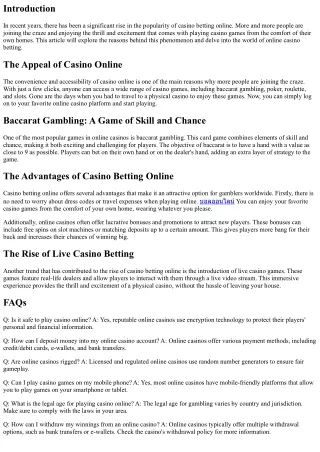 The Surge of Gambling Establishment Betting Online: Why More People Are Signing