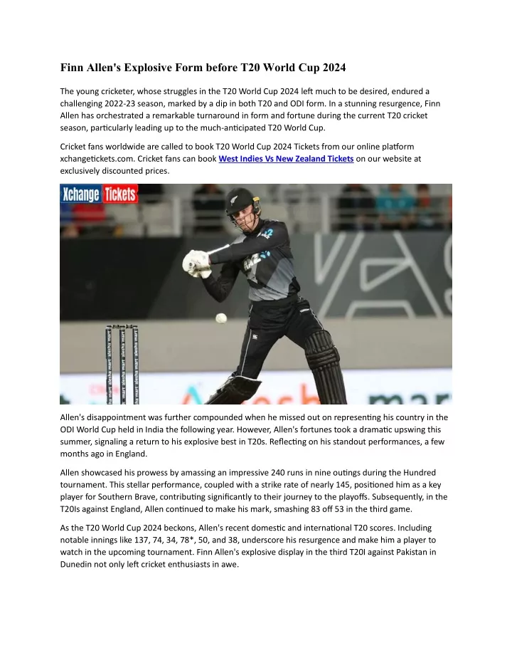 finn allen s explosive form before t20 world