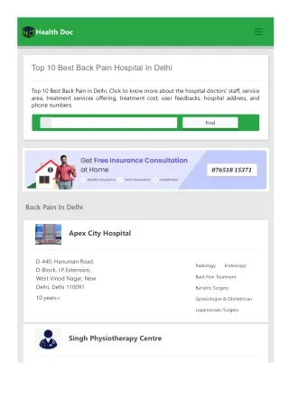 Top 10 Best Back Pain Hospital in Delhi