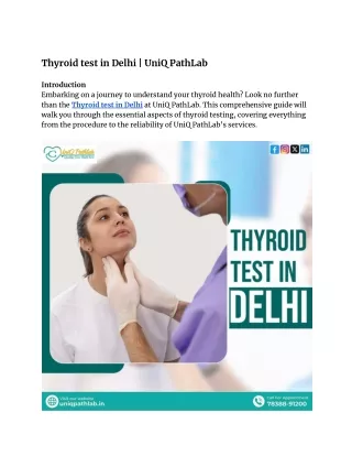 Thyroid test in Delhi by UniQ PathLab