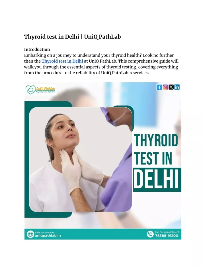 thyroid test in delhi uniq pathlab