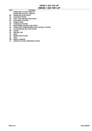 Komatsu HM350-1 Articulated Dump Truck Parts Catalogue Manual - SN 1001 AND UP