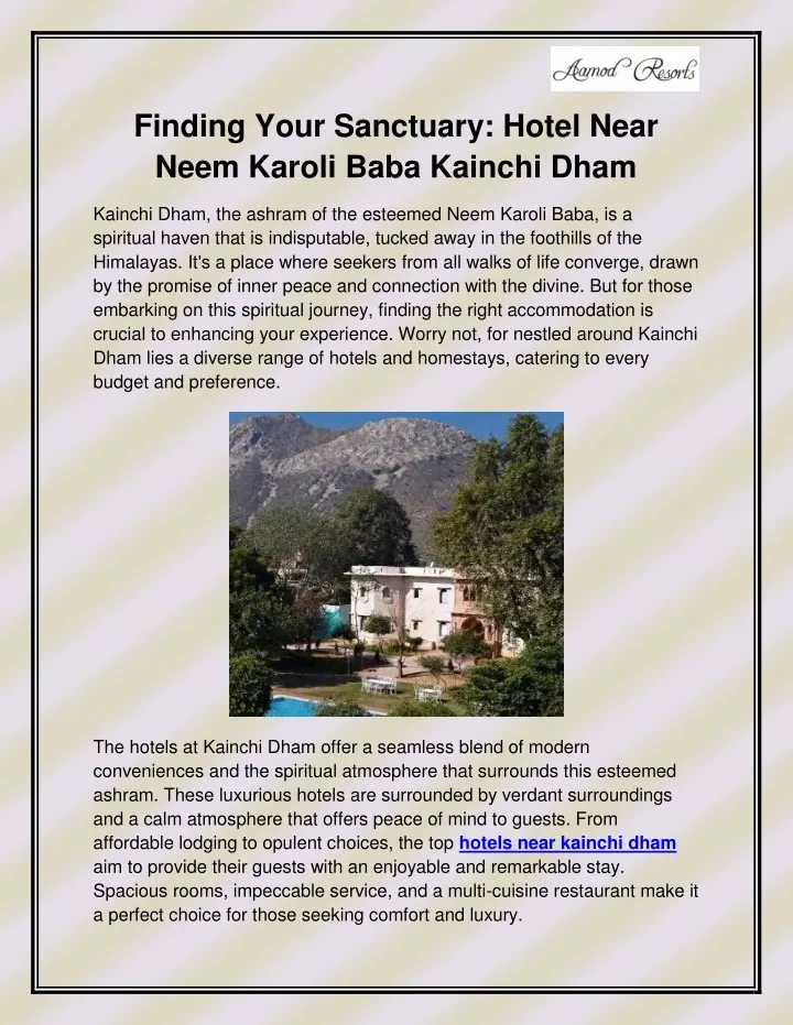 finding your sanctuary hotel near neem karoli