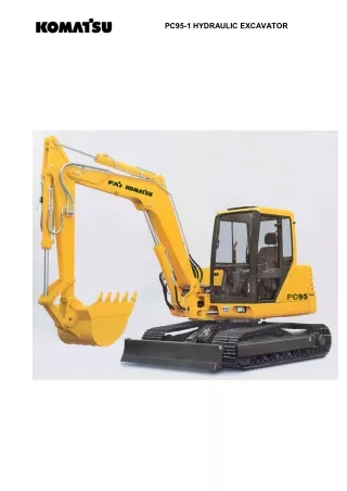 Komatsu PC95-1 Crawler Excavator Parts Catalogue Manual (SN 5005145 AND UP)