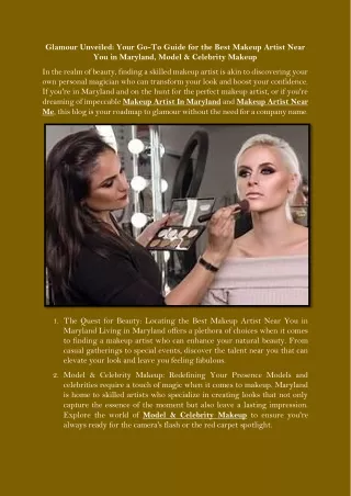 Glamour Unveiled Your Go-To Guide for the Best Makeup Artist Near You in Maryland, Model & Celebrity Makeup