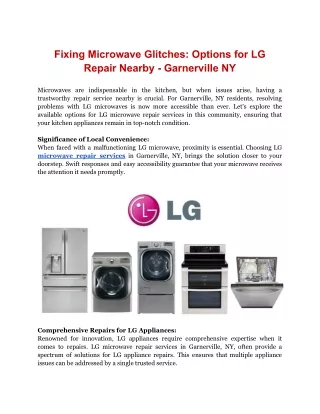 Fixing Microwave Glitches: Options for LG Repair Nearby - Garnerville NY