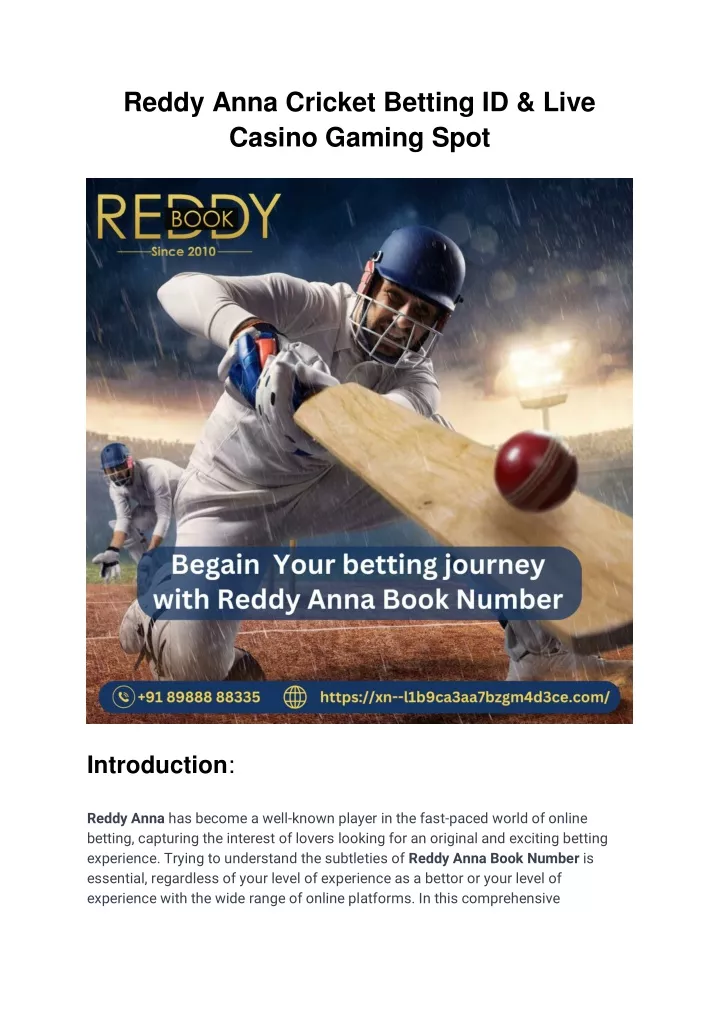 reddy anna cricket betting id live casino gaming