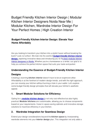 Budget Friendly Kitchen Interior Design | Modular Kitchen Interior Designers