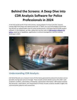 behind the screens a deep dive into cdr analysis