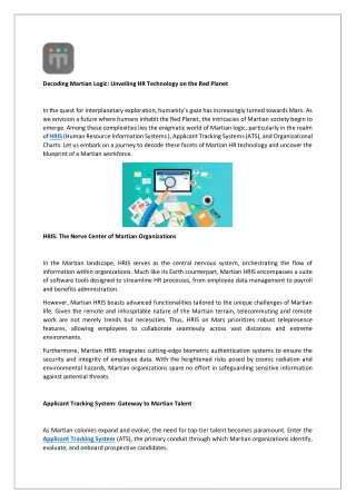 Decoding Martian Logic-HRIS-Applicant tracking system