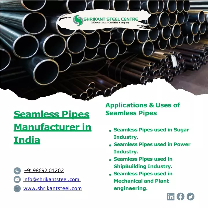 applications uses of seamless pipes