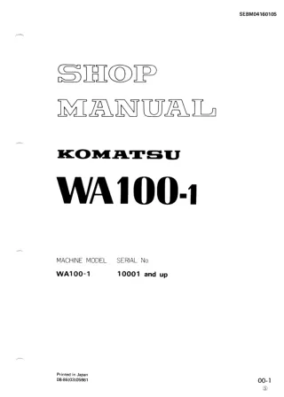 Komatsu WA100-1 Wheel Loader Service Repair Manual (SN 10001 and up)