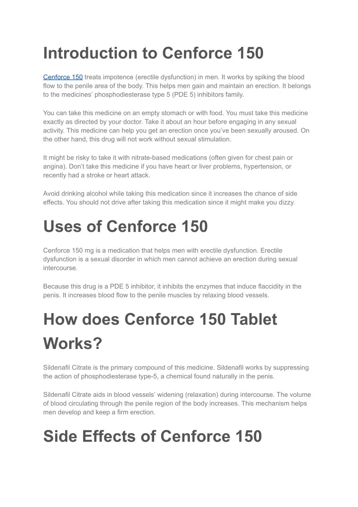 introduction to cenforce 150