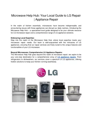 Microwave Help Hub Your Local Guide to LG Repair | Appliance Repair