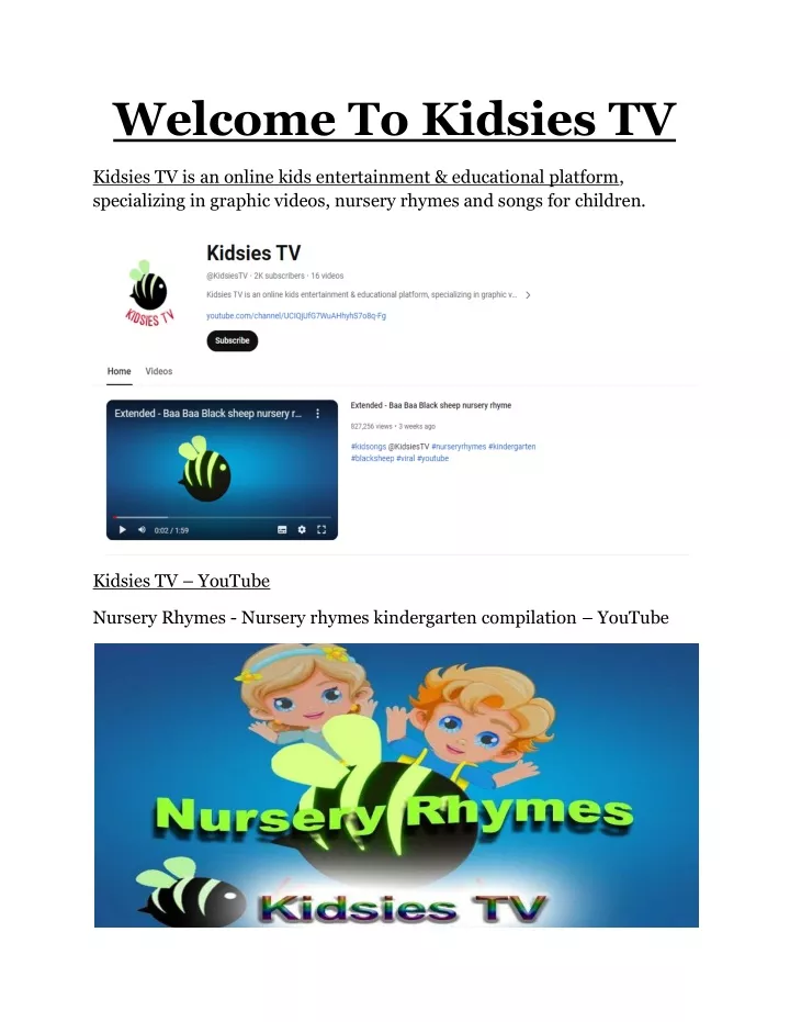 welcome to kidsies tv