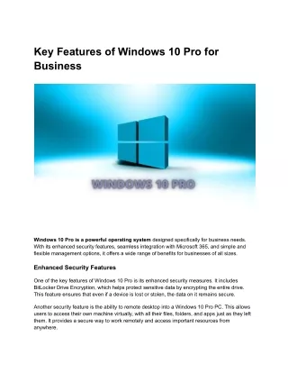 Key Features of Windows 10 Pro for Business