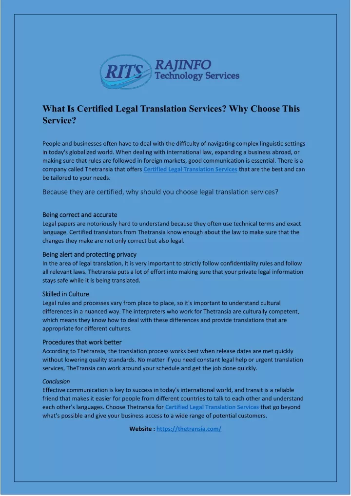 what is certified legal translation services