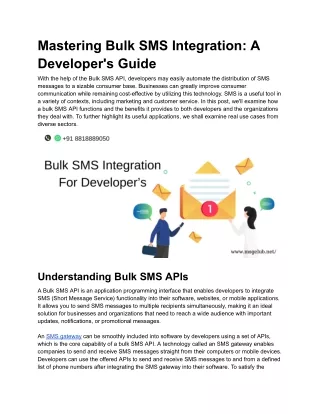 Mastering Bulk SMS Integration: A Developer's Guide