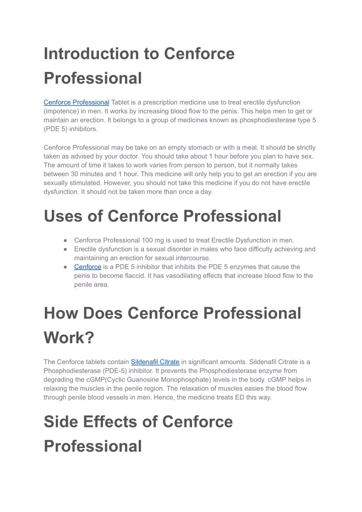 introduction to cenforce professional