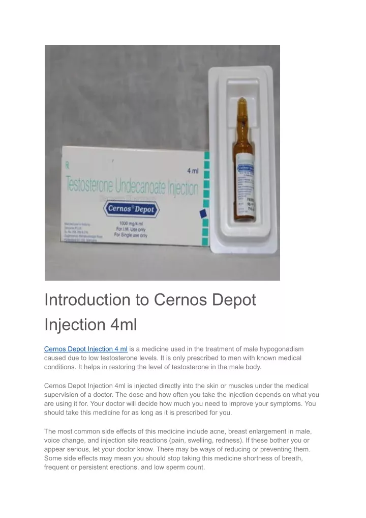 introduction to cernos depot injection 4ml