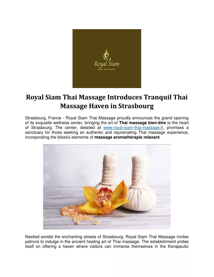 Ppt Royal Siam Thai Massage Introduces Tranquil Thai Massage Haven In