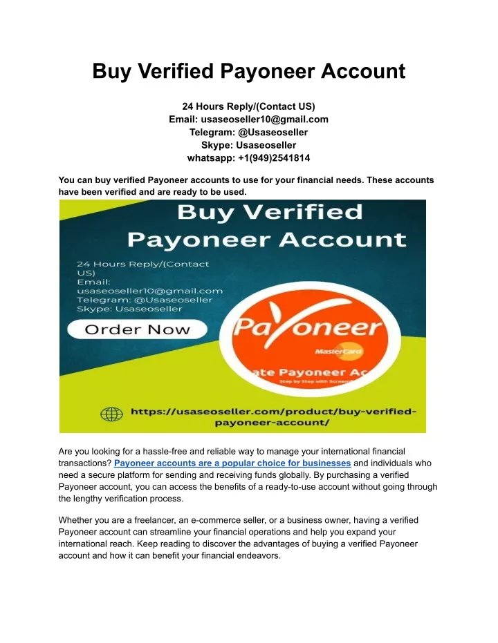 buy verified payoneer account