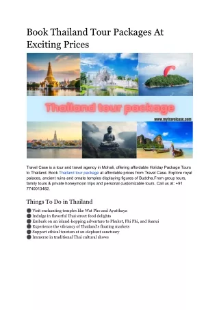 Book Thailand Tour Packages At Exciting Prices