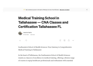 Medical Training School in Tallahassee — CNA Classes and Certification Tallahase