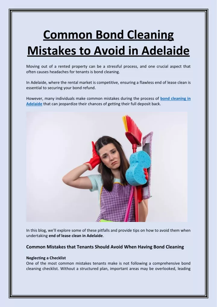 common bond cleaning mistakes to avoid